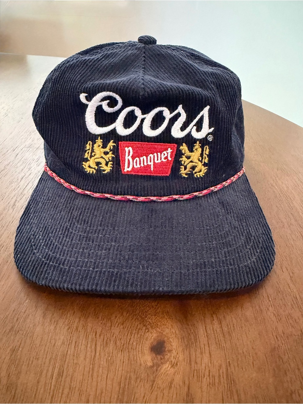 Vintage Coors Banquet Corduroy Baseball Cap Rope Hat Lake Boat Beach - Navy